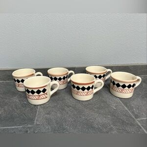 Set of 6 Vintage‎ Hartstone USA Pottery Coffee Mugs